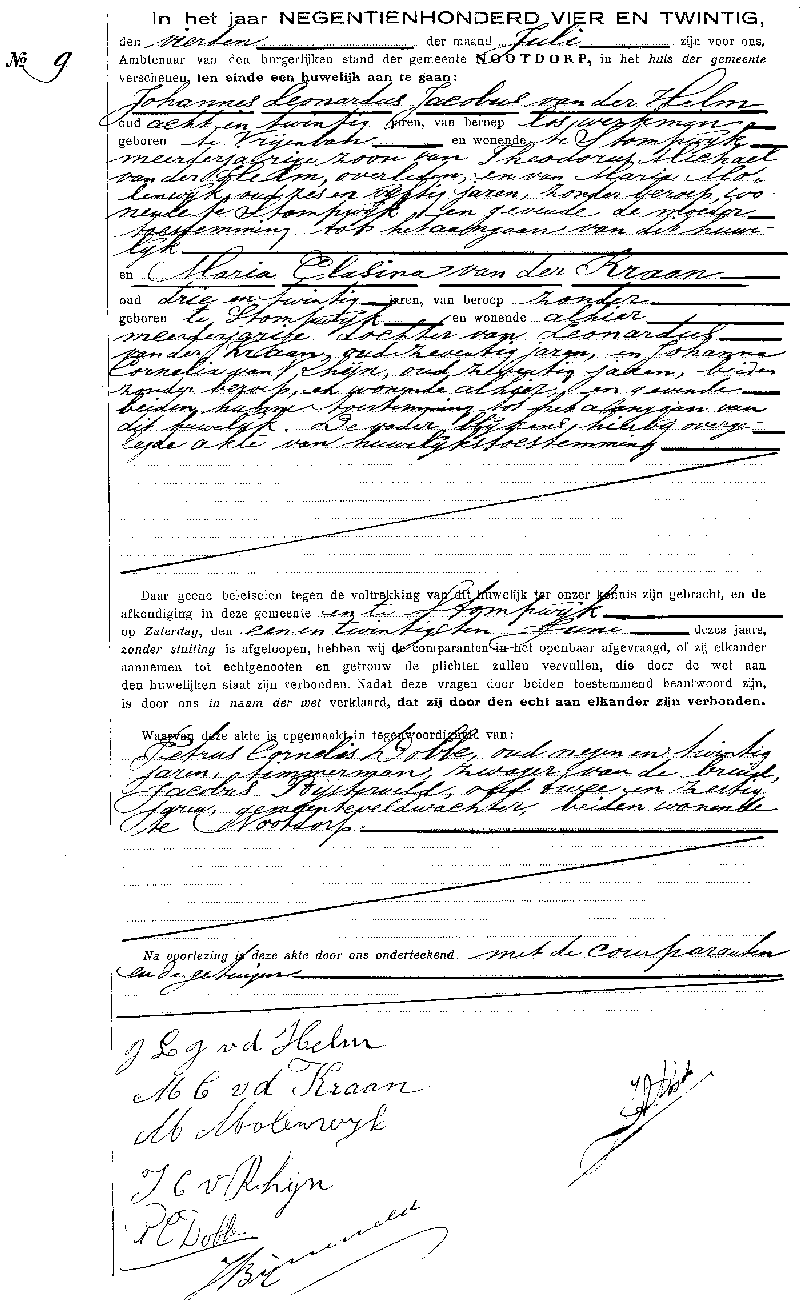 19240704 huw akte 9 Johannes LJ vd Helm - Maria C vd Kraan